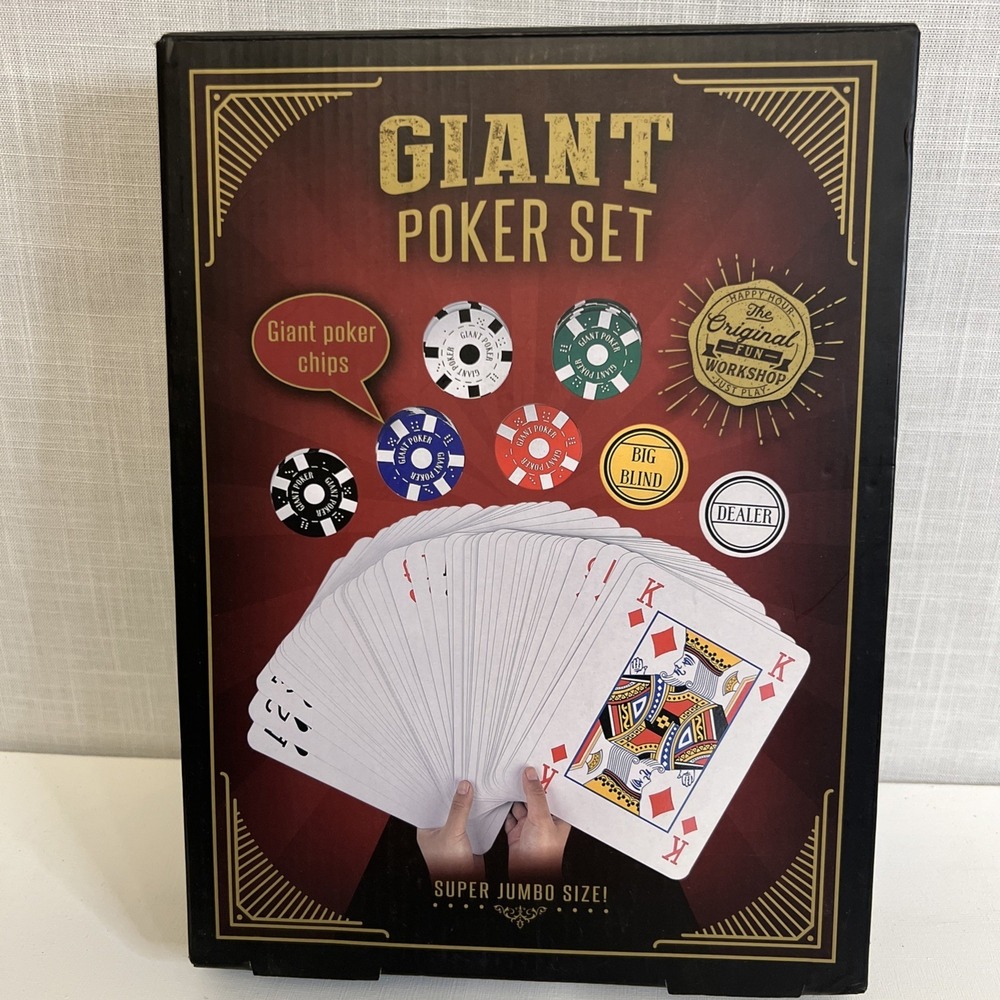 Giant Poker Set Open Box Sealed Contents Oversized Playing Cards Party Game